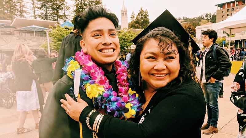 Ismael and his mother at graduation.